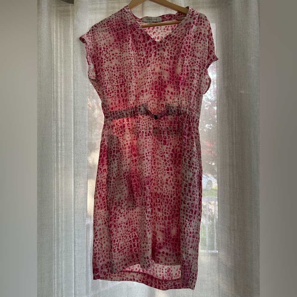 Gerard Darel Red Sheath Dress with Flutter Sleeves